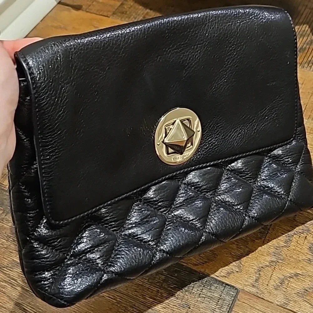 Kate Spade‎ Black Leather Shimmer Quilted Bag